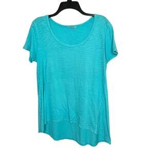 Fresh Produce Turquoise Blue 100% Cotton Lagenlook Shirt Size Large